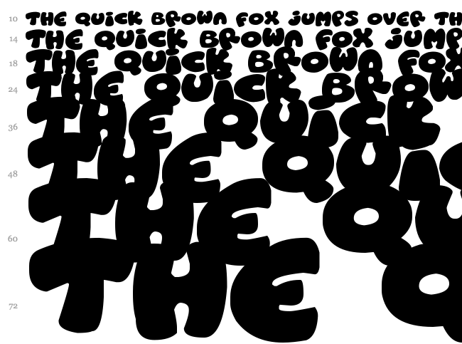 Roundish Toons font waterfall